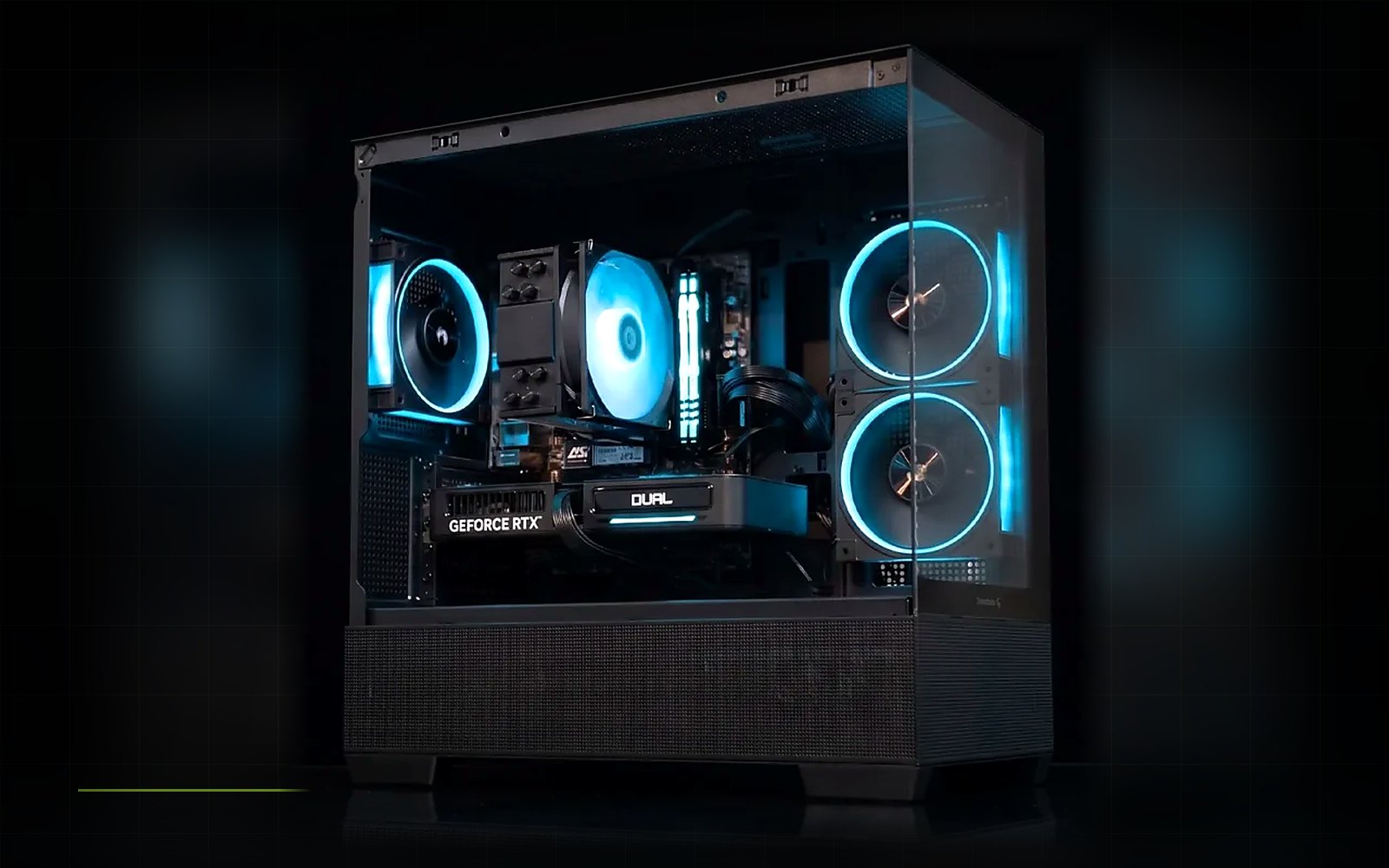 Игровой компьютер DeepCool CG380 с GeForce RTX и голубой RGB-подсветкой — сборка ПК в Воронеже
